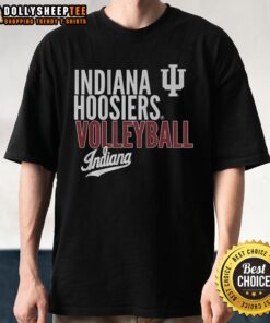Good Indiana Huskers Volleyball NCAA text logo overlay t-shirt featuring bold graphics and a comfortable fit.