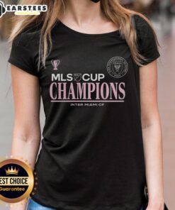 2025 Inter Miami CF MLS Cup Champions logo on a ladies tee, showcasing team pride and celebration in style.