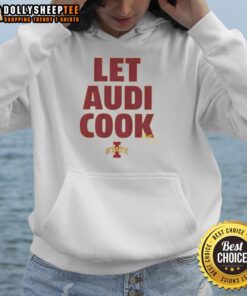 Good Iowa State Basketball Let Audi Crooks Cook signature hoodie in red and gold, perfect for fans and players alike.