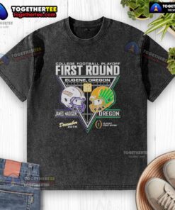 Good James Madison Dukes vs Oregon Ducks 2025 College Football Playoffs 1st Round Match-Up Washed T-Shirt design.