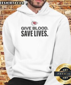 Good Kansas City Chiefs Give Blood Save Lives hoodie featuring team logo, perfect for fans supporting blood donation.
