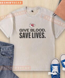 Good Kansas City Chiefs Give Blood Save Lives washed t-shirt featuring team logo and vibrant colors, perfect for fans.