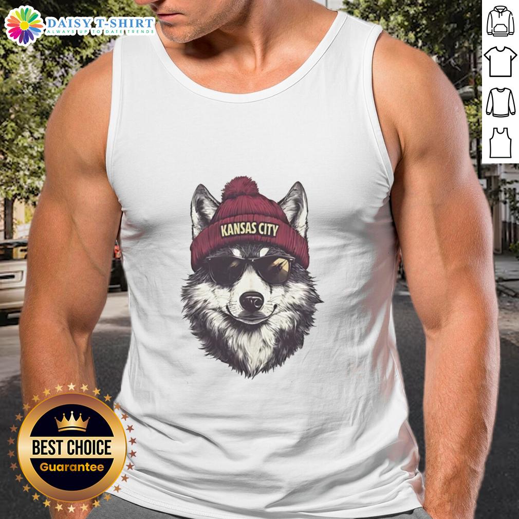 Good Kansas City Chiefs Mascot Wearing A Beanie And Sunglasses Tank Top Alt Text: Kansas City Chiefs mascot wearing a beanie, sunglasses, and a tank top, showcasing team spirit and fun style.