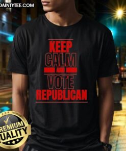 Good Keep Calm And Vote Republican T-Shirt design featuring bold text on a stylish tee for political supporters.
