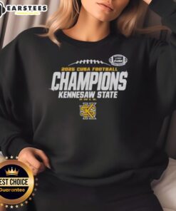 2025 Kennesaw State Owls C-USA Champs football locker room sweatshirt showcasing team pride and championship spirit.