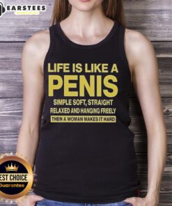 Good Life is Like a Penis tank top featuring a simple, soft, straight design perfect for casual wear.