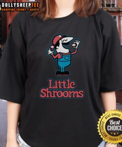 Good Little Mushrooms Game Food Ladies Tee featuring whimsical mushroom graphics and vibrant colors for gamers.