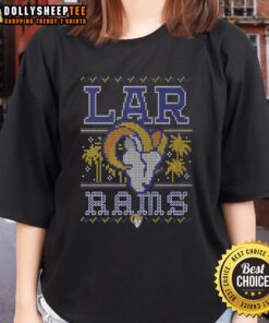 Good Los Angeles Rams holiday ladies tee in festive colors, perfect for showing team spirit during the holiday season.