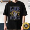 Alt Text: Stylish Los Angeles Rams holiday T-shirt featuring festive design, perfect for NFL fans celebrating the season.