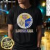 Stylish Louisiana sports T-shirt featuring LSU Tigers, Pelicans, and Saints logos, perfect for fans and game day wear.