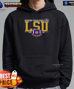 Good LSU Tigers 2025 Kinders Texas Bowl Logo Hoodie showcasing vibrant team colors and logo for fans.