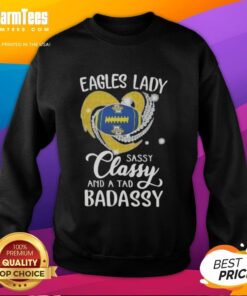 Good Marquette Golden Eagles sweatshirt featuring 'Lady Sassy Classy And A Tad Badassy' design in diamond heart style.