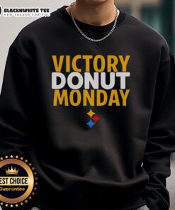 Good Max Starks Victory Donut Monday sweatshirt featuring Pittsburgh Steelers logo, perfect for fans celebrating a win.