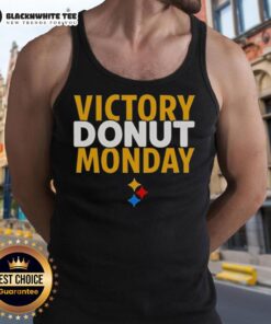 Good Max Starks Victory Donut Monday tank top featuring Pittsburgh Steelers logo and vibrant colors.