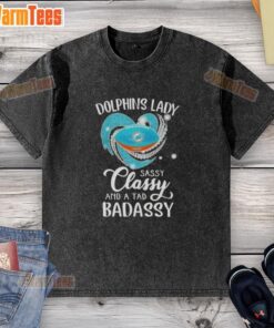 Good Miami Dolphins lady shirt featuring a sassy, classy, and badassy diamond heart design in a washed style.