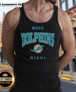 Alt Text: Good Miami Dolphins NFL boss logo tank top showcasing vibrant team colors and stylish design for fans.