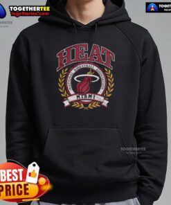 Alt Text: Retro hoodie featuring the Miami Heat National Basketball Association logo framed by a laurel wreath.