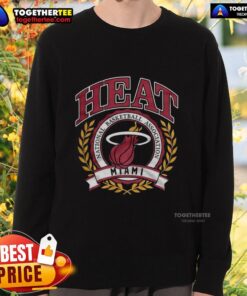 Retro Miami Heat NBA logo sweatshirt featuring laurel wreath frame design, perfect for basketball fans.
