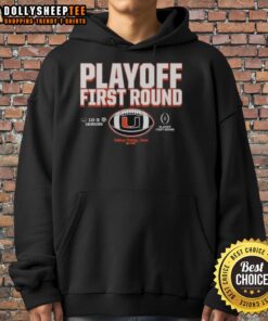 Good Miami Hurricanes CFP Playoff First Round 2025 hoodie featuring team logo and vibrant colors for fans.