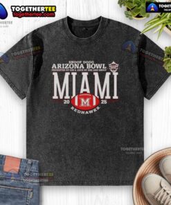 Alt Text: Good Miami Redhawks 2025 Snoop Dogg Arizona Bowl logo on a washed t-shirt, perfect for fans and collectors.