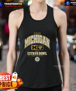 2025 Cheez-It Citrus Bowl tank top featuring Michigan Wolverines logo, perfect for game day and fan apparel.