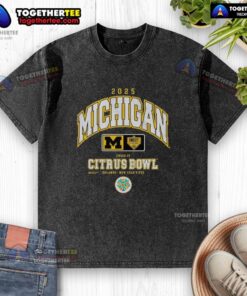 Alt Text: Good Michigan Wolverines Cheez-It Citrus Bowl 2025 washed t-shirt featuring vibrant team colors and logo design.