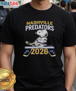 Alt Text: Good Nashville Predators Hockey Snoopy Peanuts 2026 T-Shirt featuring Snoopy in Predators gear, perfect for fans.