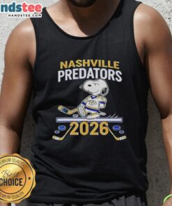 Alt Text: Good Nashville Predators Hockey Snoopy Peanuts 2026 tank top featuring a vibrant design, perfect for fans.