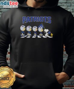Good New England Patriots X Peanuts Snoopy and Friends Abbey Road Hoodie featuring iconic characters in a sporty design.