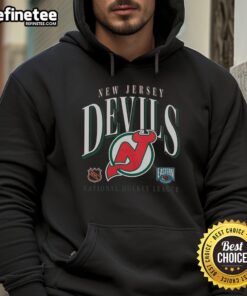 Vintage New Jersey Devils hoodie featuring a classic crease design, perfect for fans and collectors of NHL merchandise.