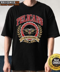 Good New Orleans Pelicans NBA crest t-shirt featuring vibrant colors and team logo, perfect for basketball fans.