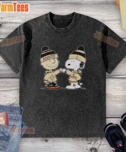 Alt Text: Good New Orleans Saints Snoopy and Charlie Brown Best Friends washed t-shirt featuring vibrant team colors.