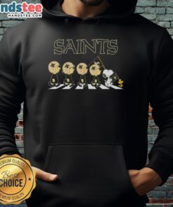 Good New Orleans Saints X Peanuts Snoopy and Friends Abbey Road hoodie featuring iconic characters in stylish design.