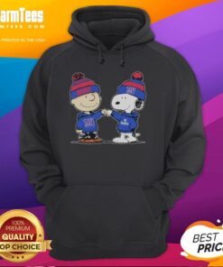 Good New York Giants Snoopy and Charlie Brown Best Friends Hoodie featuring iconic cartoon characters in team colors.