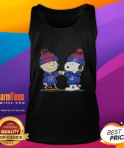 Good New York Giants Snoopy and Charlie Brown best friends tank top featuring NFL team colors and playful design.