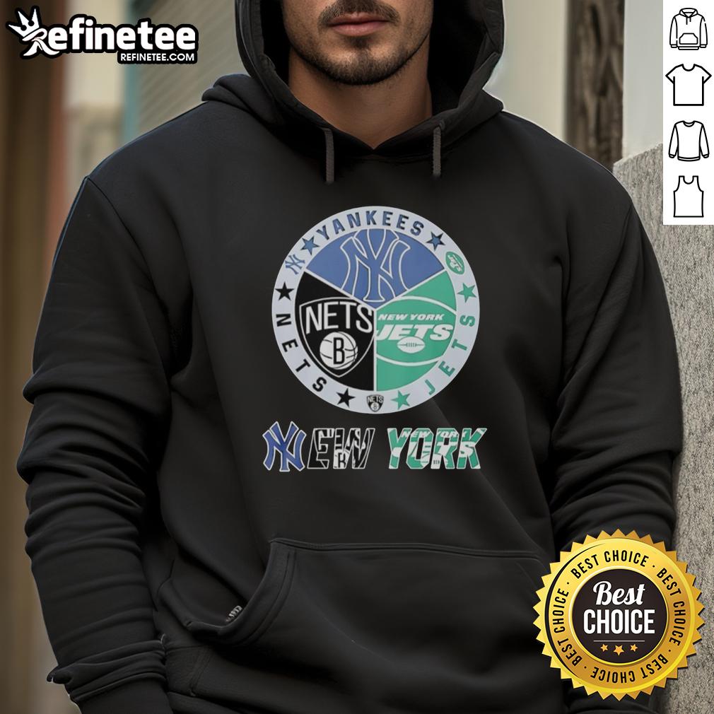 good-new-york-jets-new-york-nets-new-york-yankees-mashup-logo-hoodie Alt Text: Good New York Jets, Nets, Yankees mashup logo hoodie featuring iconic team colors and designs for sports fans.