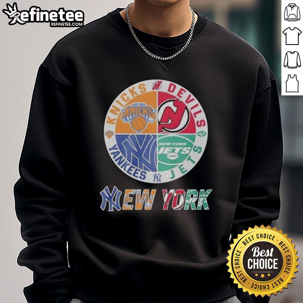 good-new-york-knicks-new-jersey-devils-york-yankees-new-york-jets-mashup-logo-sweatshirt Good New York Knicks, New Jersey Devils, Yankees, Jets mashup logo sweatshirt featuring iconic team colors and designs.