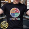 Good New York Knicks, New Jersey Devils, Yankees, Jets mashup logo T-shirt showcasing iconic NYC sports teams.
