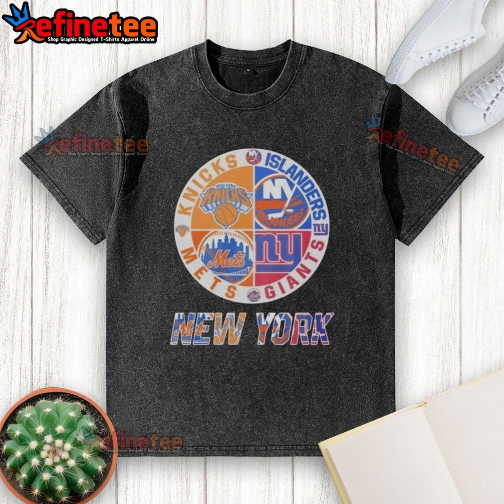 good-new-york-knicks-new-york-islanders-new-york-mets-new-york-giants-mashup-logo-washed-t-shirt Good New York Knicks Islanders Mets Giants Mashup Logo Washed T-Shirt showcasing iconic NYC sports team designs.