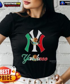 Good New York Yankees baseball tee featuring a Mexican flag design for ladies, perfect for fans celebrating culture and sports.