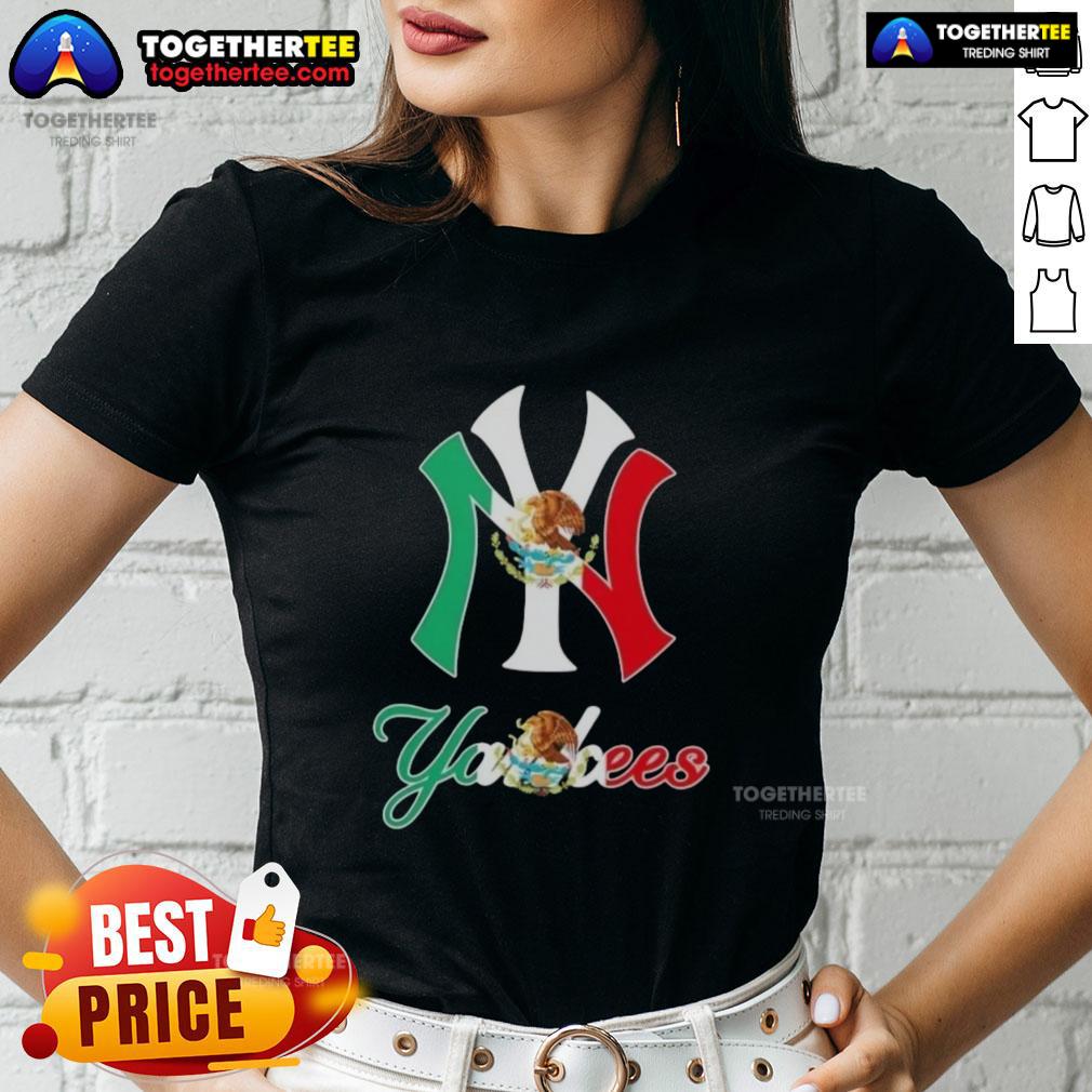 Good New York Yankees Baseball X Mexican Flag Ladies Tee Good New York Yankees baseball tee featuring a Mexican flag design for ladies, perfect for fans celebrating culture and sports.