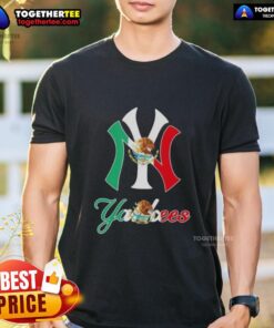 Good New York Yankees Baseball X Mexican Flag T-Shirt showcasing a unique design blending sports and culture.