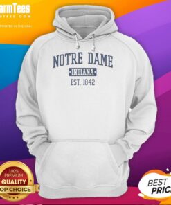 Vintage hoodie featuring 'Good Notre Dame Indiana Est 1842' design, perfect for fans of Notre Dame apparel.