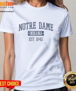 Vintage 1842 Notre Dame Indiana ladies tee featuring classic design and comfortable fit for fans and fashion lovers.