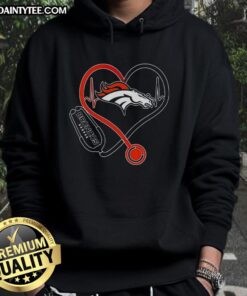 Good Nurse Love Denver Broncos Hoodie showcasing a cozy design for fans supporting healthcare and football.