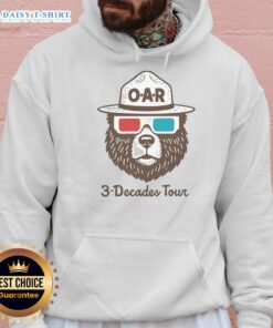 Good O.A.R. Three Decades Tour Bear Hoodie featuring a colorful bear design, perfect for fans of the band.