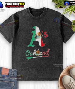 Alt Text: Good Oakland Athletics baseball t-shirt featuring a Mexican flag design, perfect for fans and casual wear.