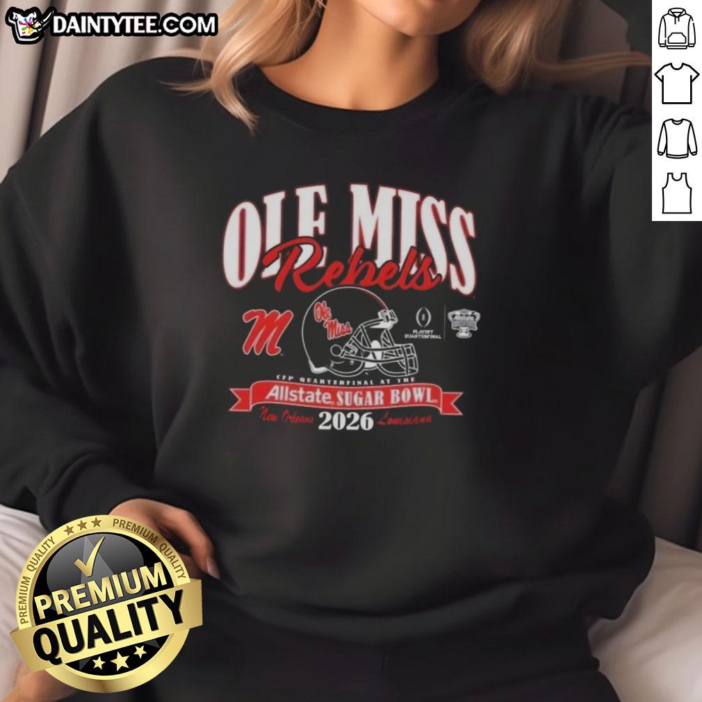 good-ole-miss-rebels-college-football-playoff-2026-sugar-bowl-sweatshirt Good Ole Miss Rebels College Football Playoff 2026 Sugar Bowl sweatshirt in navy blue with bold team logo and design.