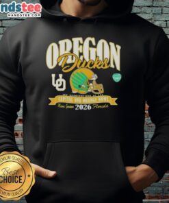 Good Oregon Ducks College Football Playoff 2026 Orange Bowl hoodie featuring team colors and logo for fans.