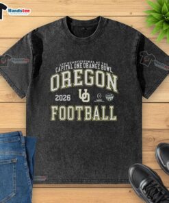 Alt Text: Good Oregon Ducks Football CFP Quarterfinal 2026 washed t-shirt featuring team logo and vibrant colors.